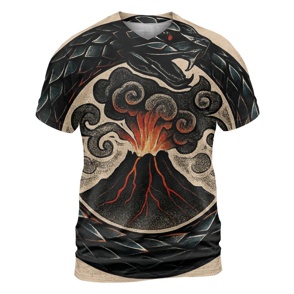 Volcanic Glass Ouroboros Crown artistic all-over print tops