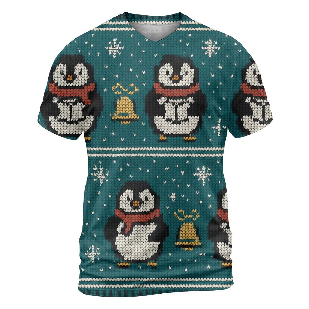 Penguin Caroler Star Map Design artistic all-over print tops