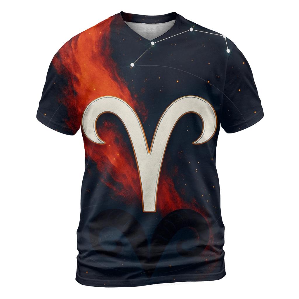 Aries Ram Horn Fire Nebula Crest creative print fashion shirts