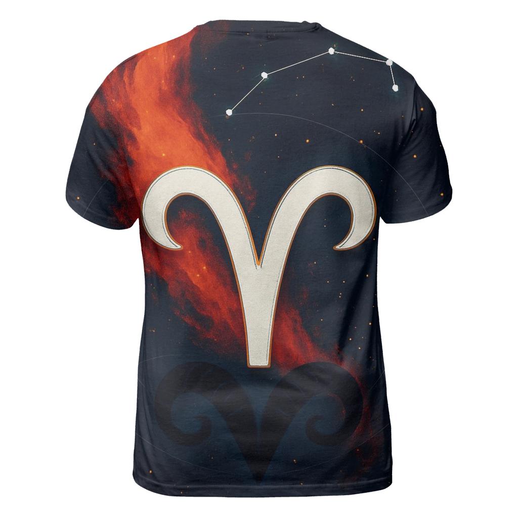 Aries Ram Horn Fire Nebula Crest creative print fashion shirts