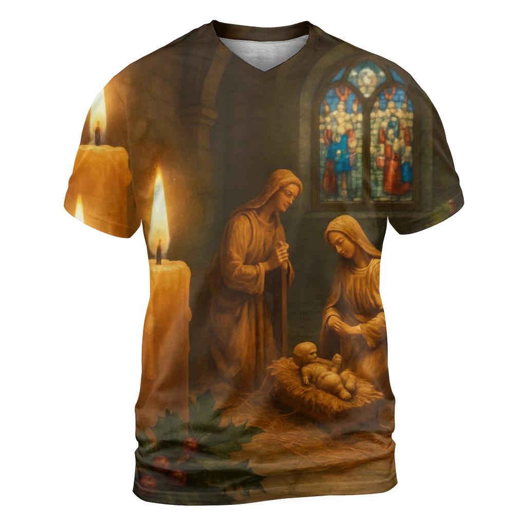 Silent Chapel Nativity Candlelight personalized full print shirts