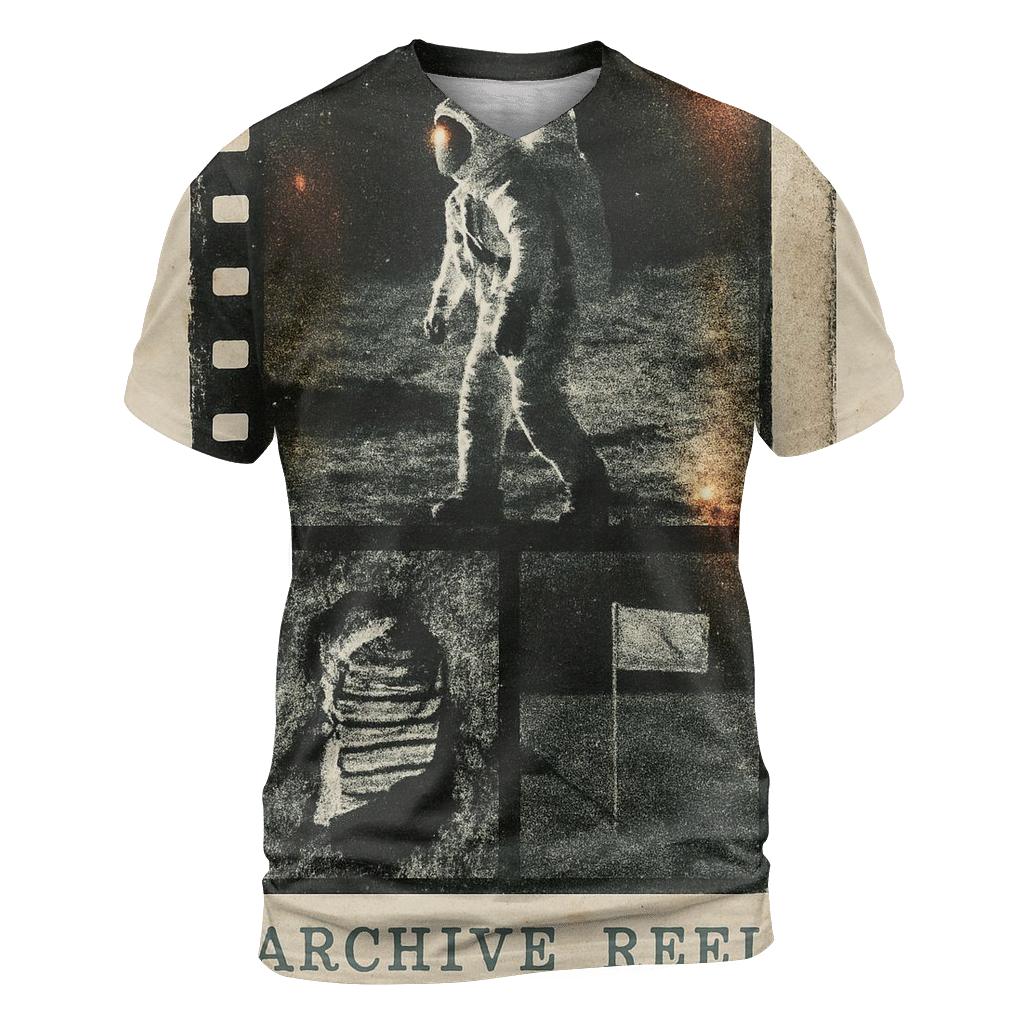Vintage Film Strip Moon Landing Collage artistic all-over print tops