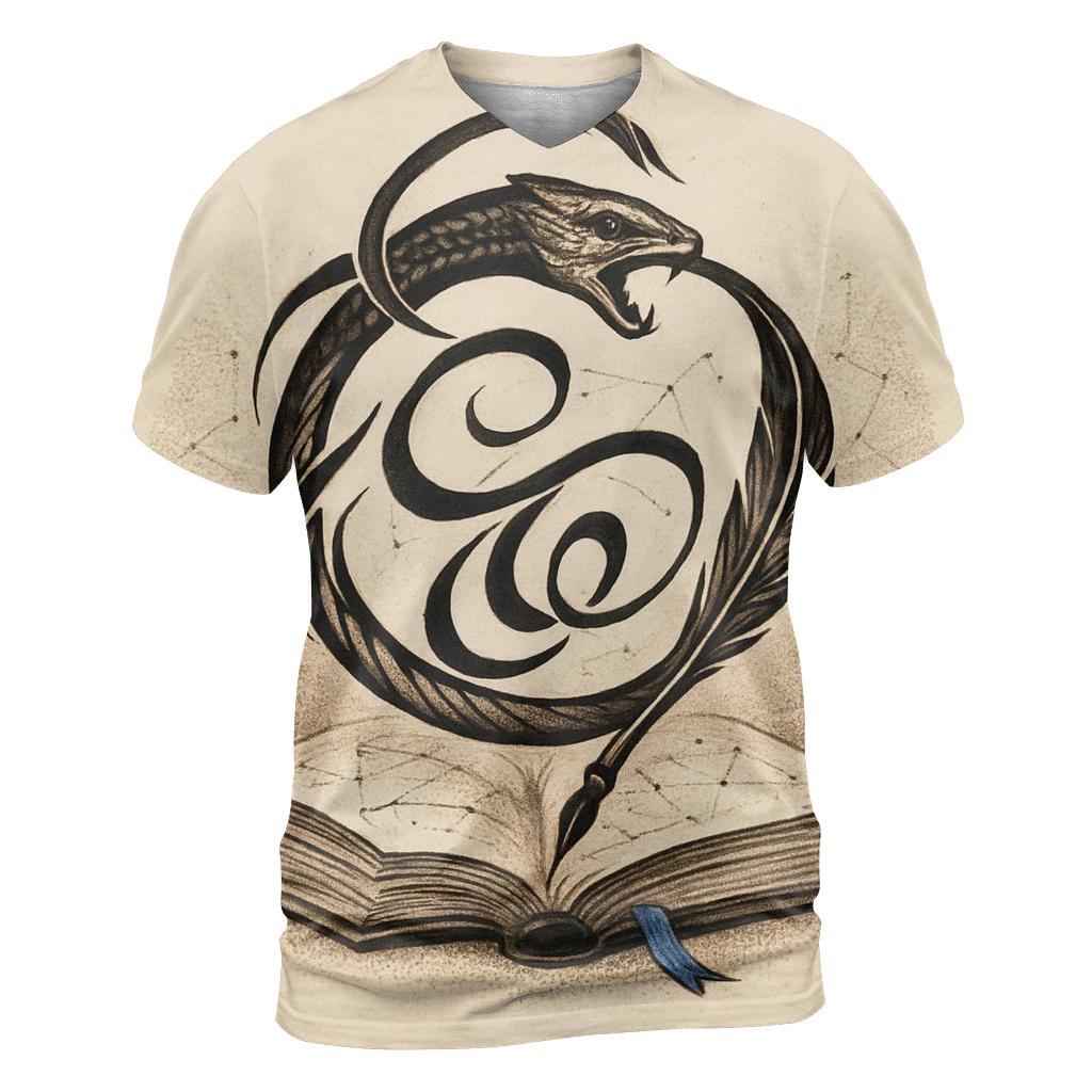 Library Spiral Ouroboros Ink trendy printed shirt styles