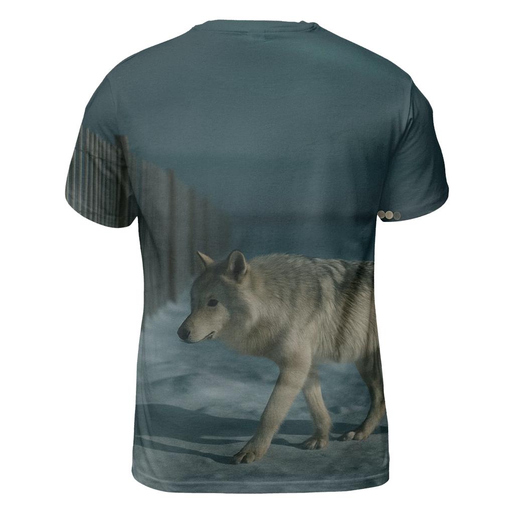 Snow Fence Line On High Plains Winter Night custom all-over print shirts