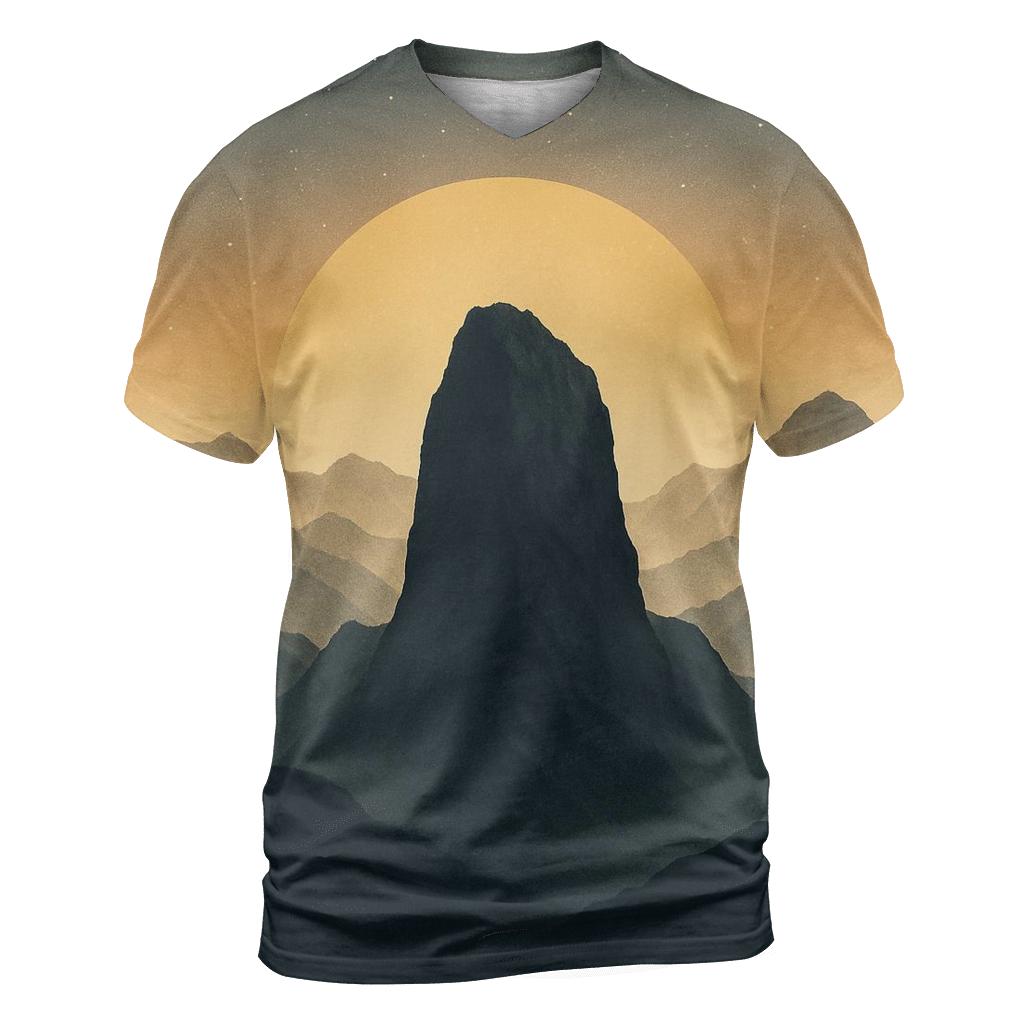 Mountain Monolith Double Exposure creative print fashion shirts