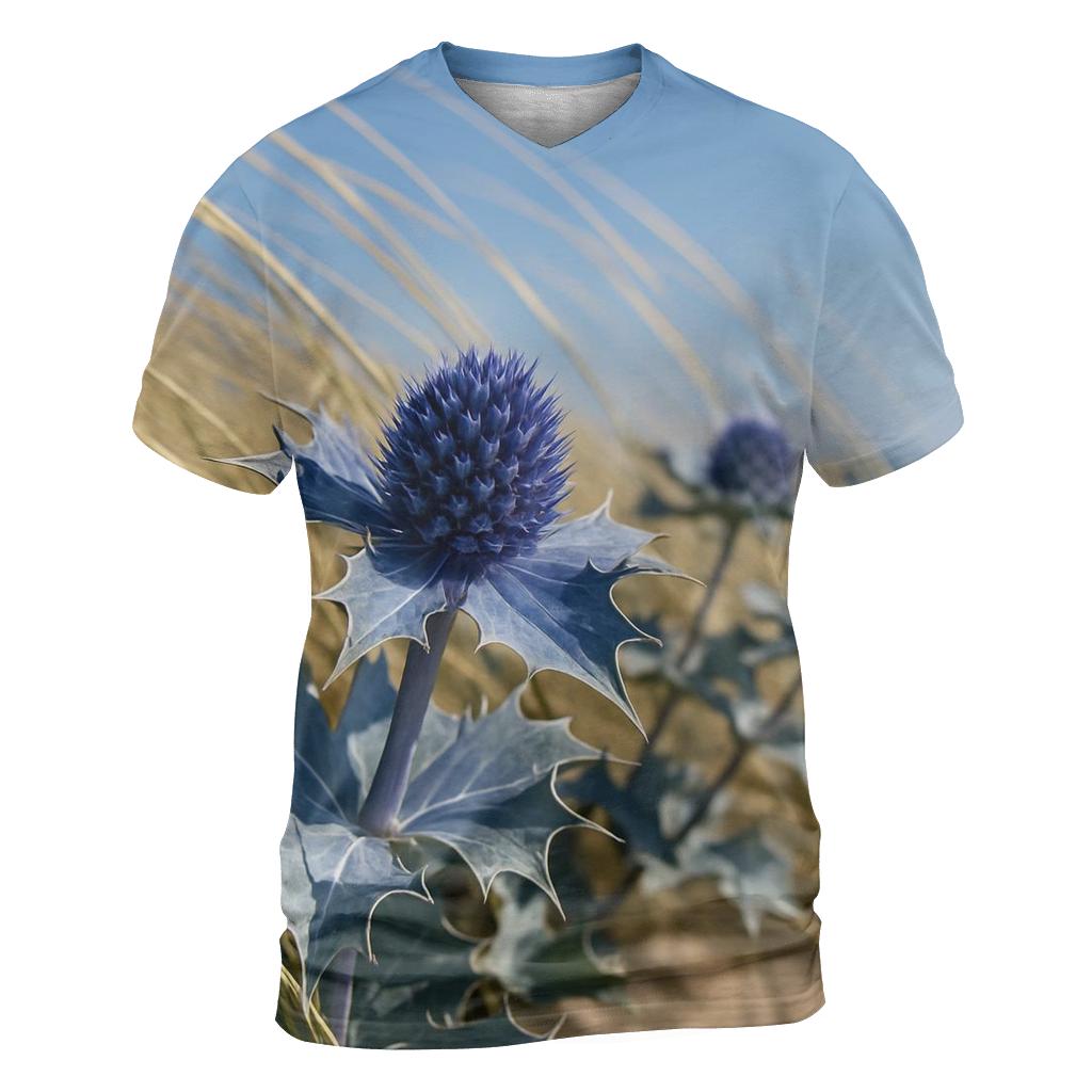 Sea Holly And Dune Grass In Coastal Wind trendy printed shirt styles