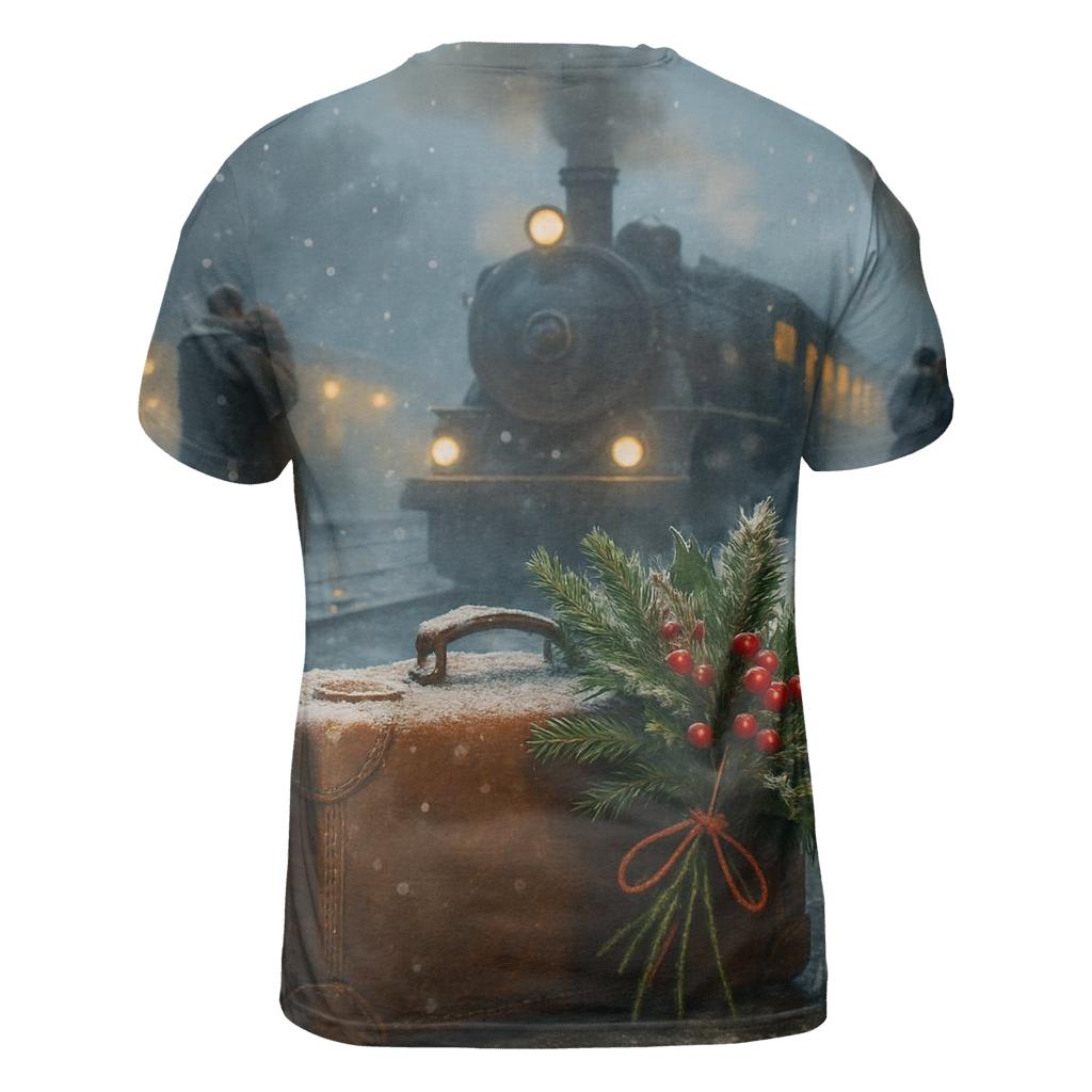 Train Station Homecoming Snowfall vibrant all-over design tees