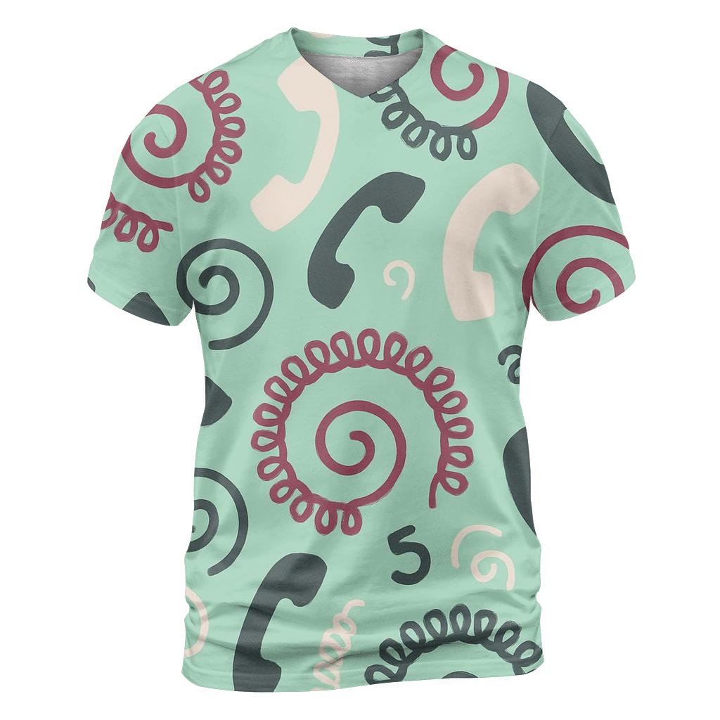 Retro Phone Cord Spirals creative print fashion shirts