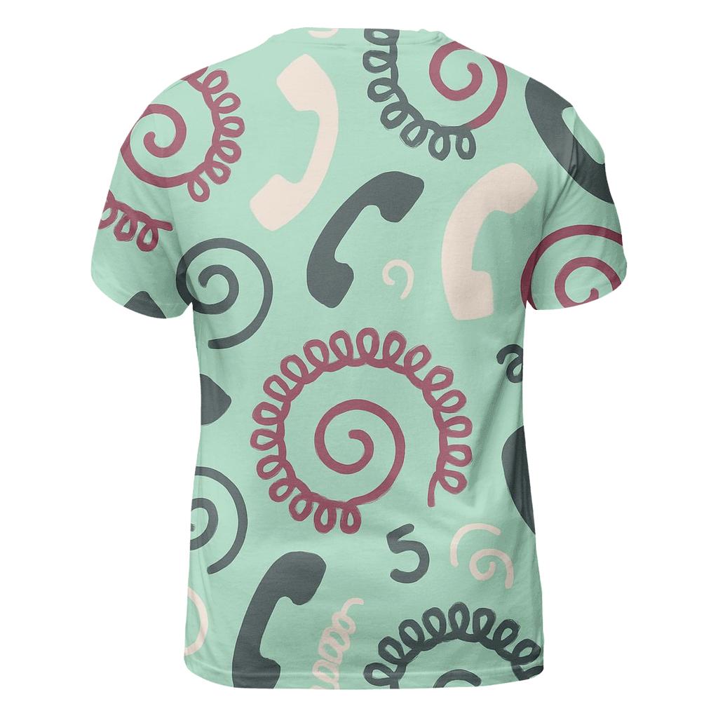 Retro Phone Cord Spirals creative print fashion shirts
