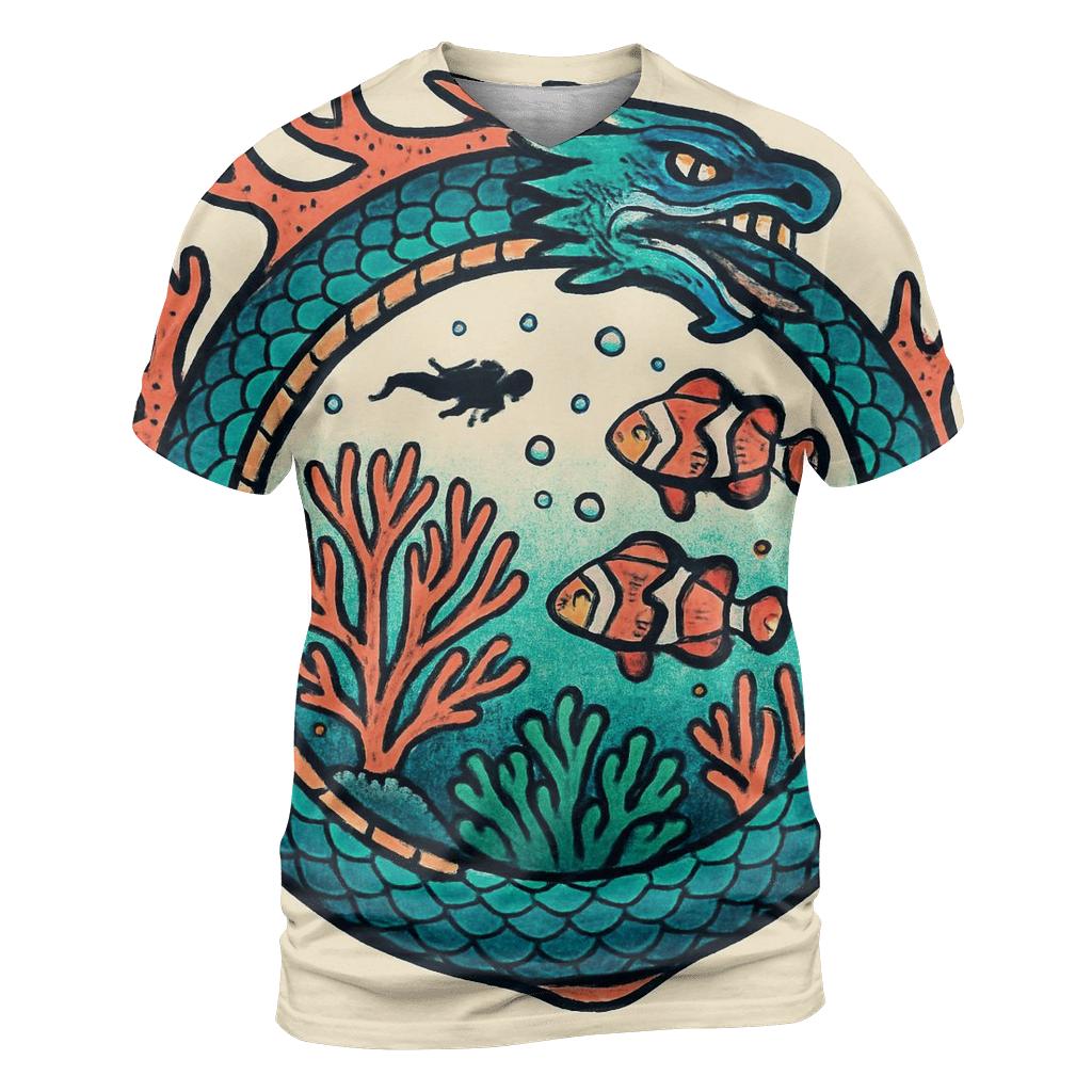 Coral Reef Ouroboros Guardian designer pattern shirts