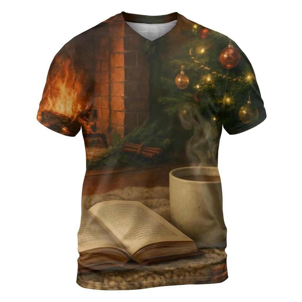 Fireside Reading Under Tree Glow trendy printed shirt styles