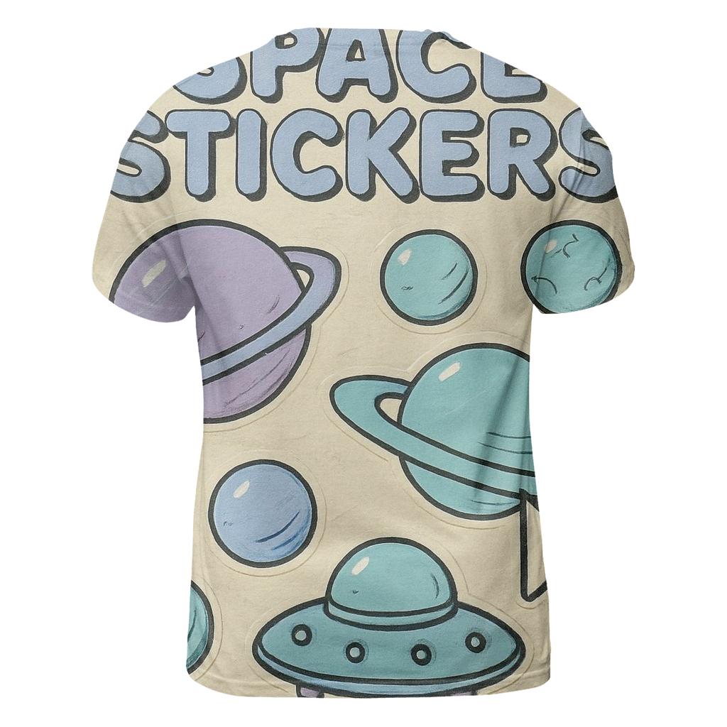 Worn 1990s Planetary Sticker Sheet artistic all-over print tops