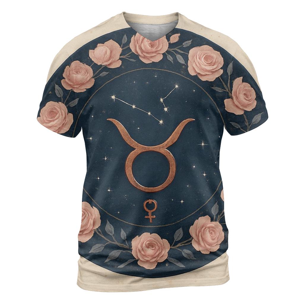 Taurus Venus Rose Star Seal artistic all-over print tops