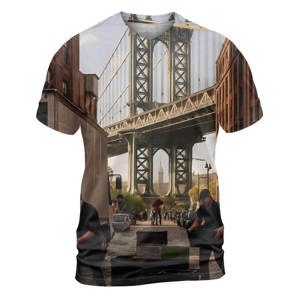 Morning Market Unloading Under The Manhattan Bridge In DUMBO statement graphic shirts