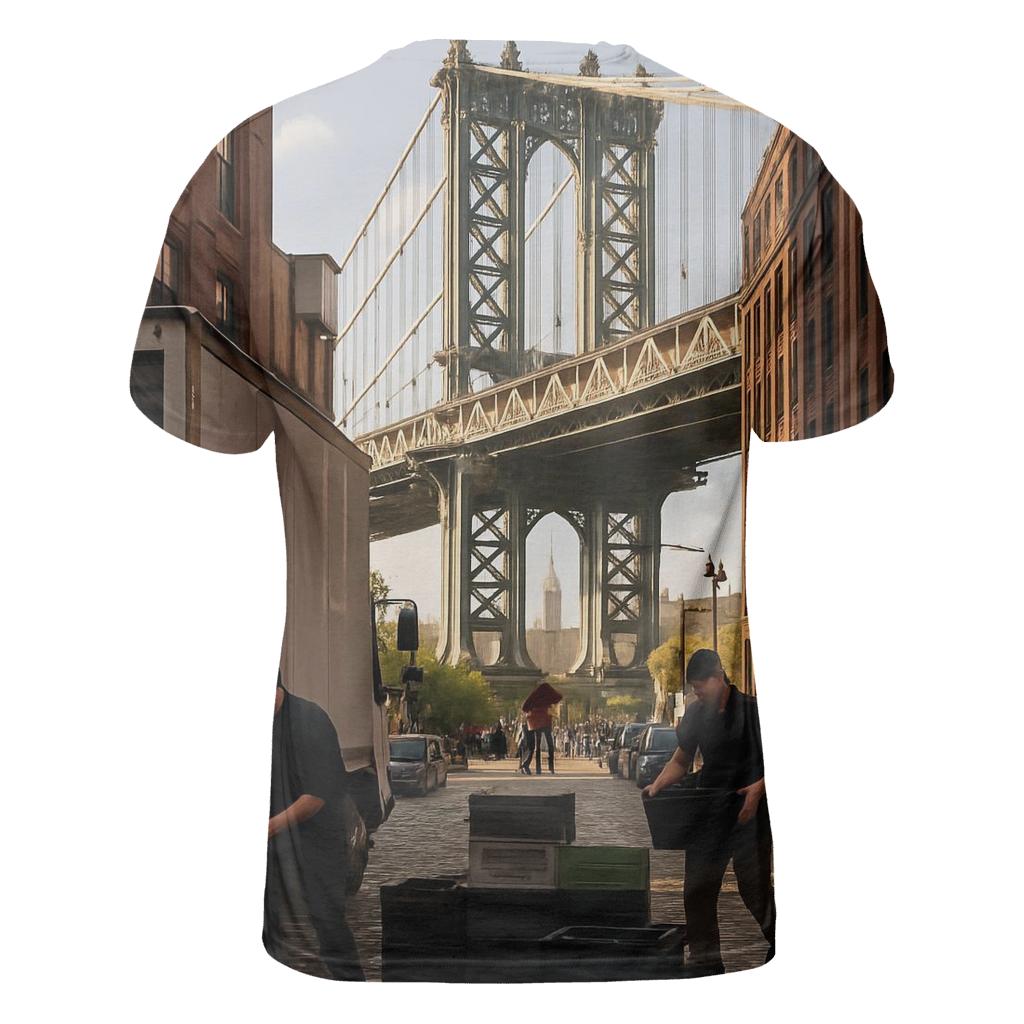 Morning Market Unloading Under The Manhattan Bridge In DUMBO statement graphic shirts