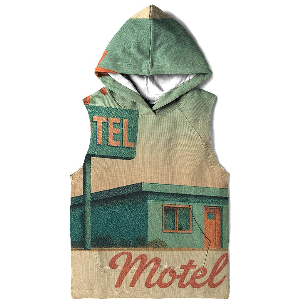 Weathered Space Age Motel Postcard printed hoodies