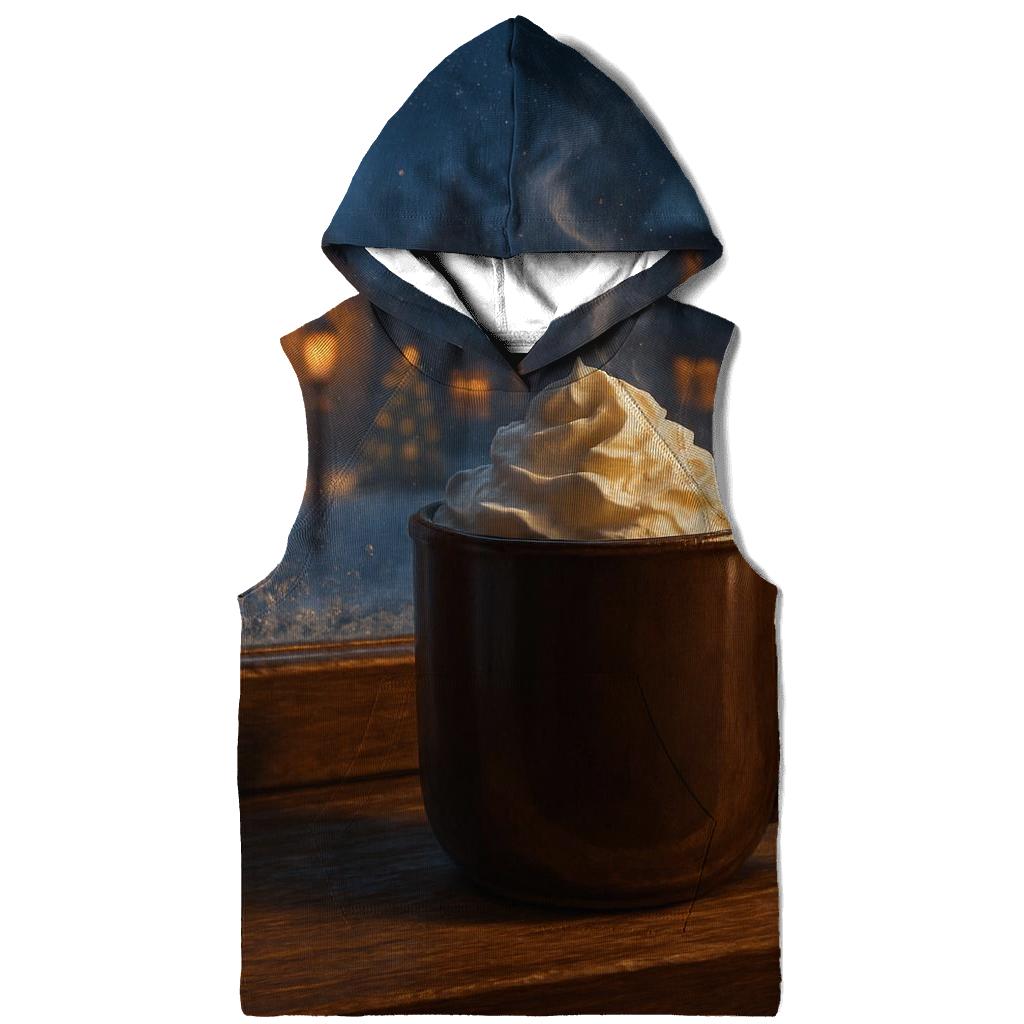Snowy Village Window With Cocoa Steam designer hoodies