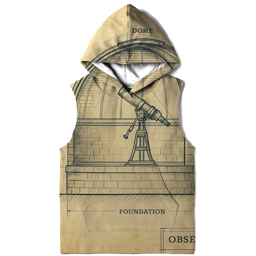 Antique Observatory Blueprint Print zip-up hoodies