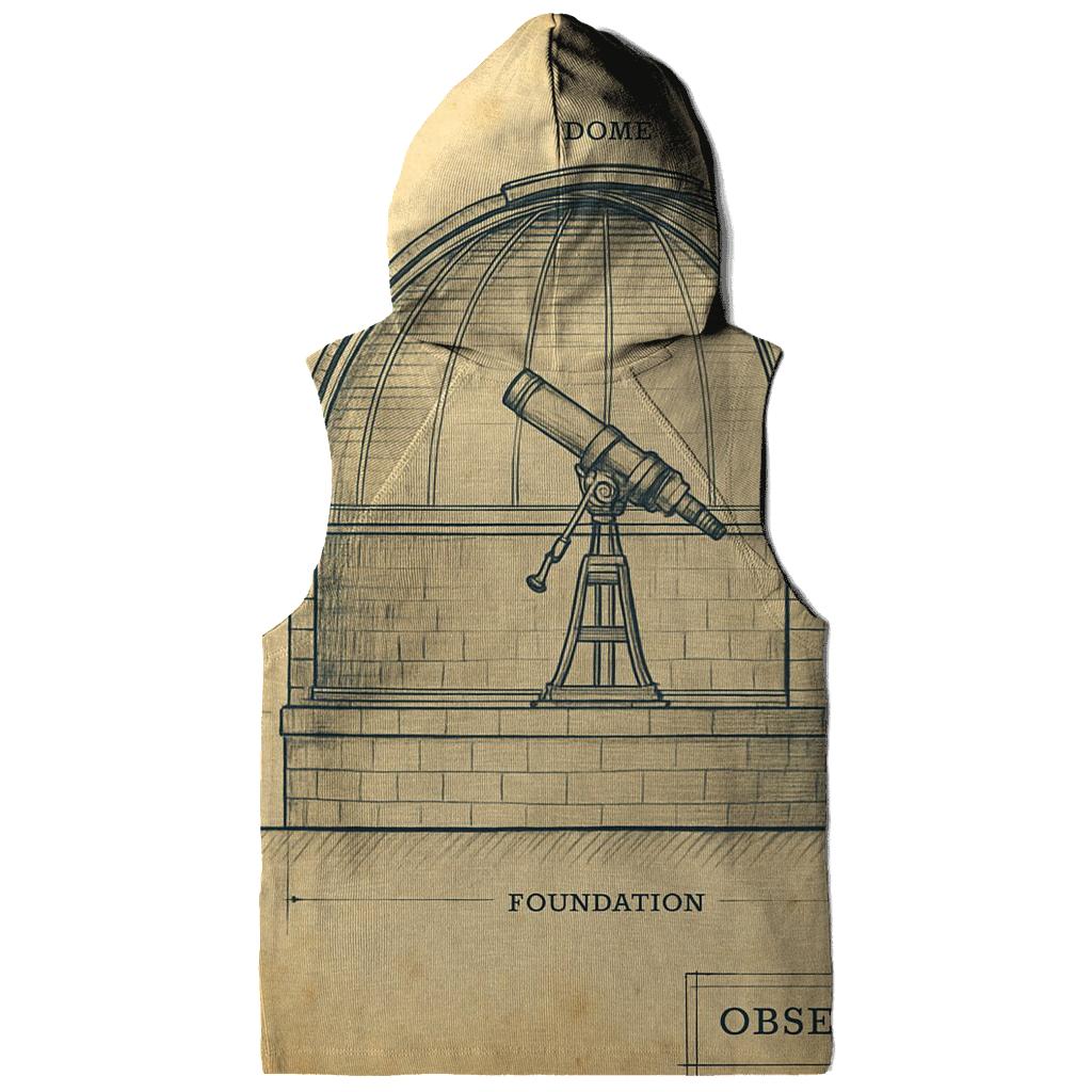 Antique Observatory Blueprint Print zip-up hoodies