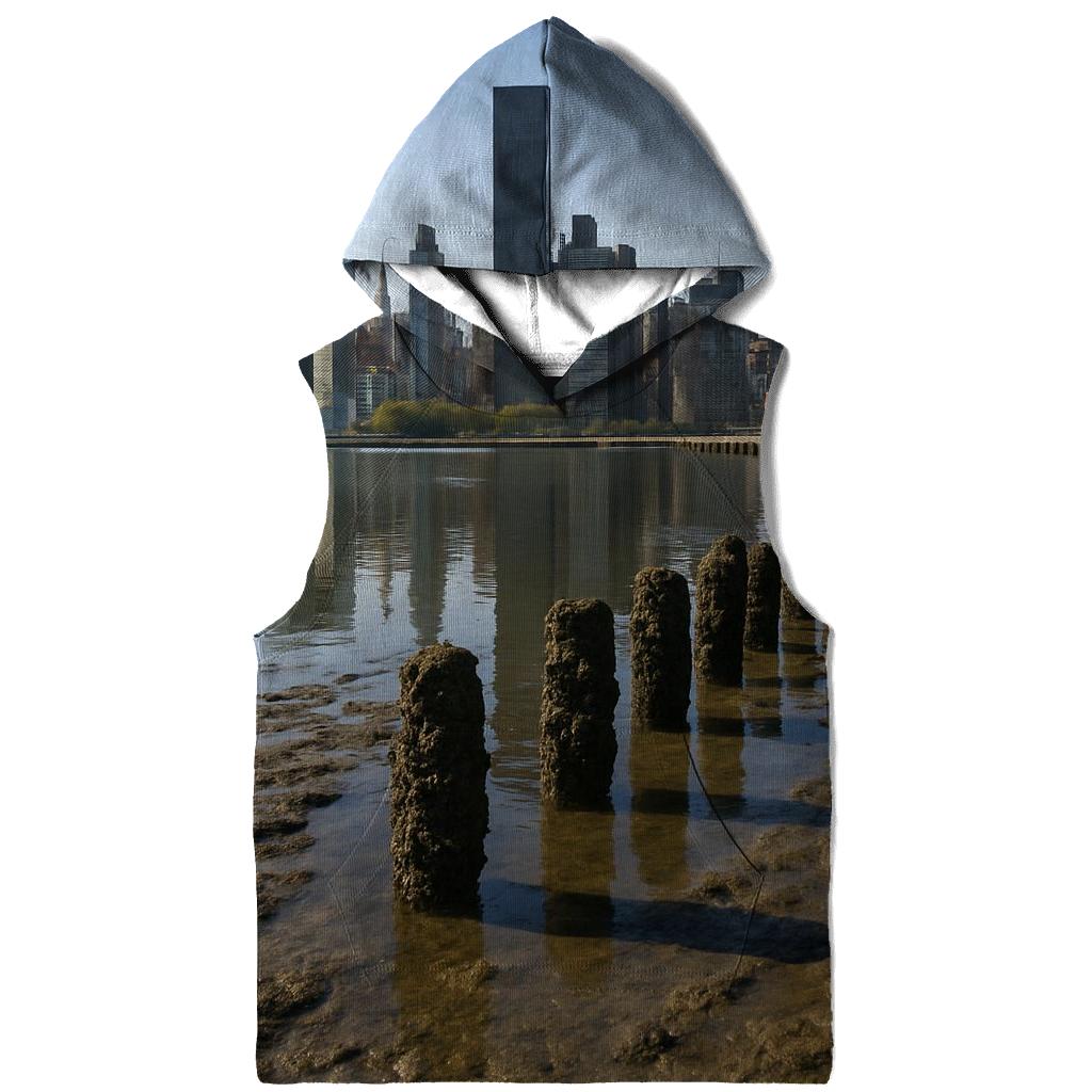 Low Tide Mudflats At Gantry Plaza With Midtown Across The River printed hoodies