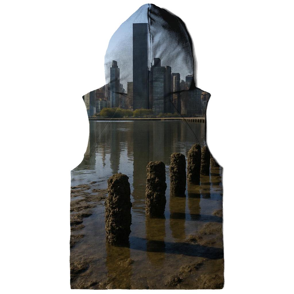 Low Tide Mudflats At Gantry Plaza With Midtown Across The River printed hoodies