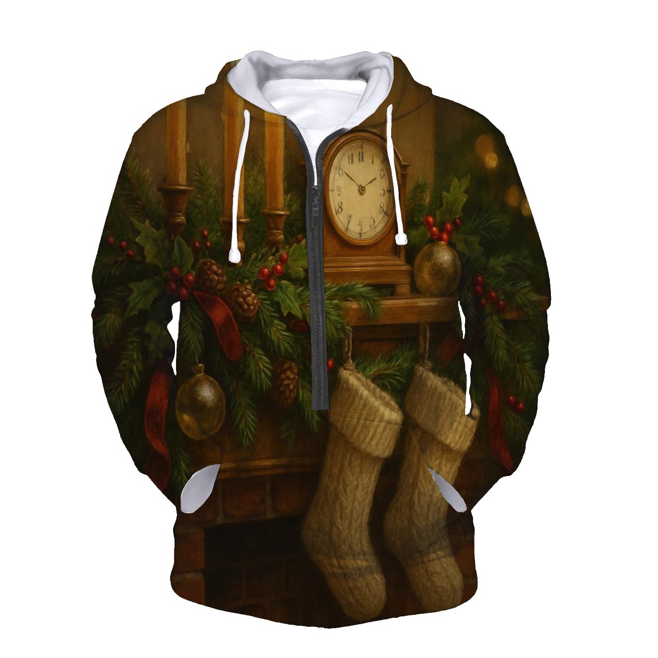 Candlelit Evergreen Mantel Memories zip-up hoodies