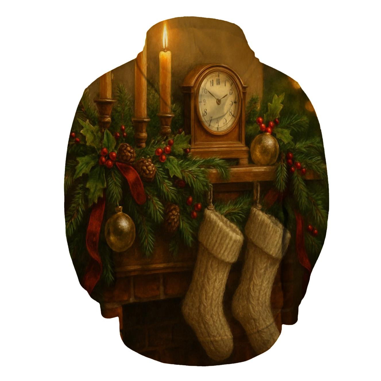 Candlelit Evergreen Mantel Memories zip-up hoodies