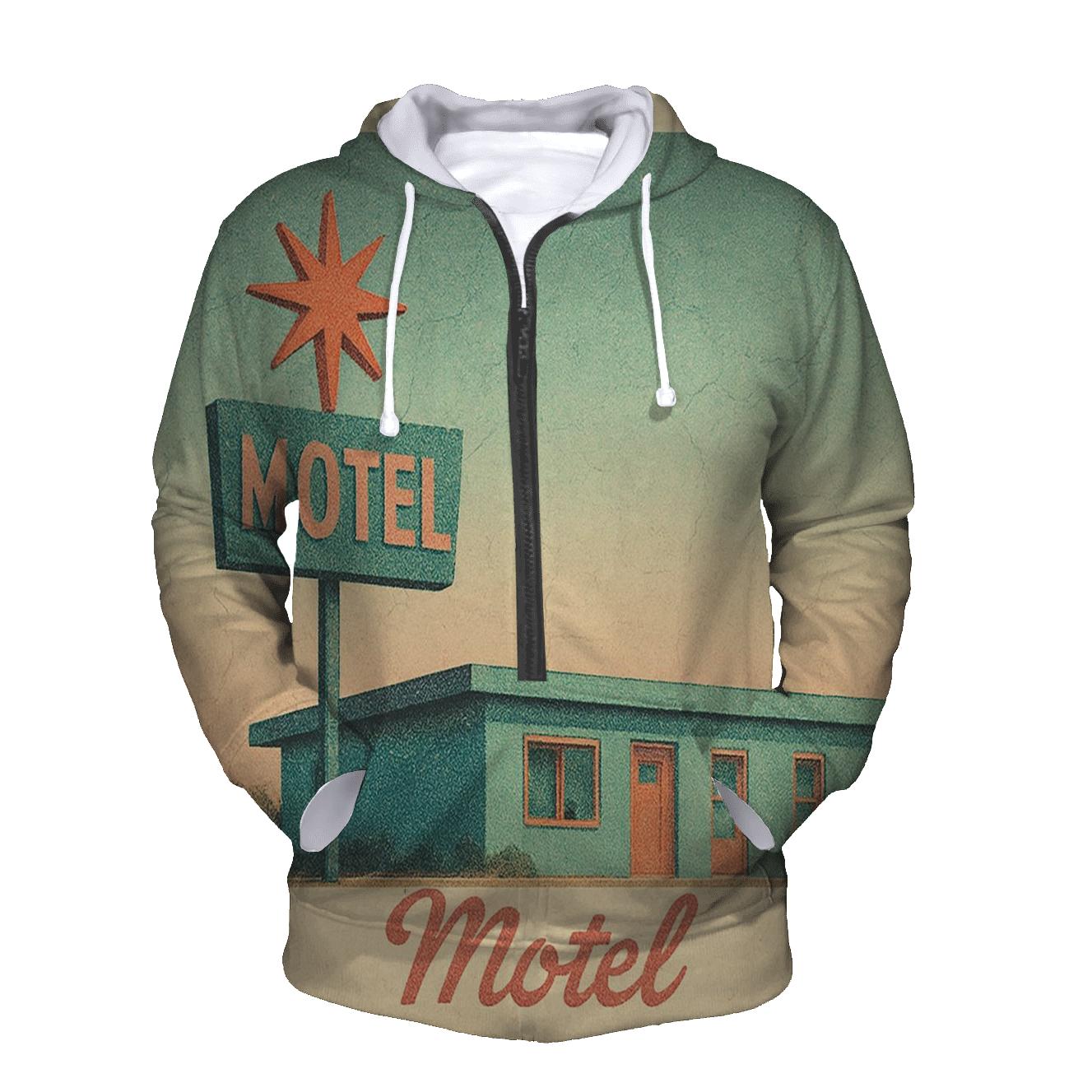Weathered Space Age Motel Postcard custom hoodies