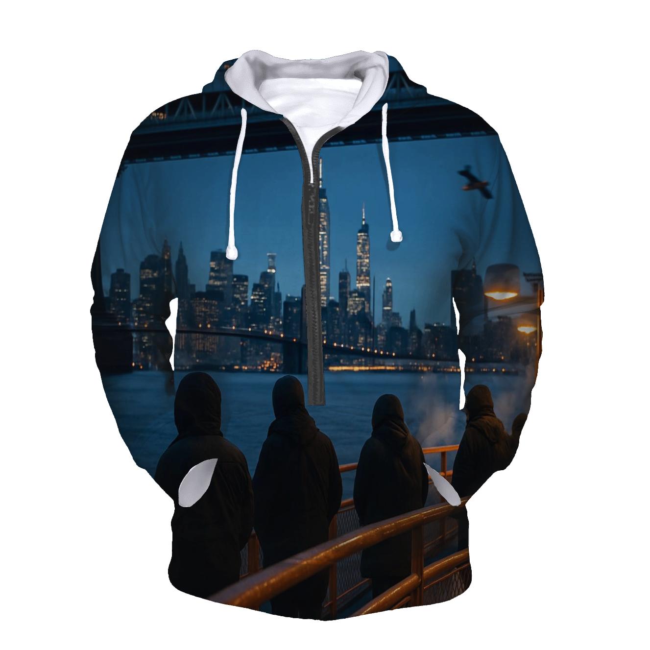 First Ferry Of Winter Under The Manhattan Bridge heavyweight hoodies