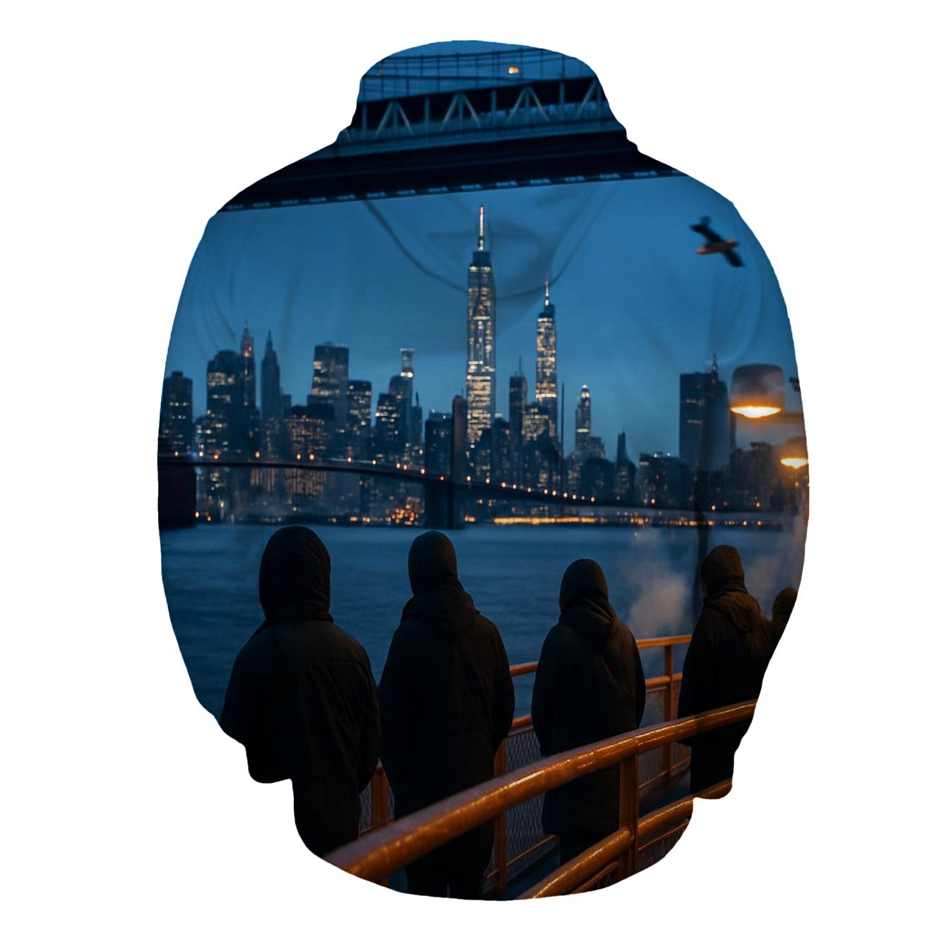 First Ferry Of Winter Under The Manhattan Bridge heavyweight hoodies
