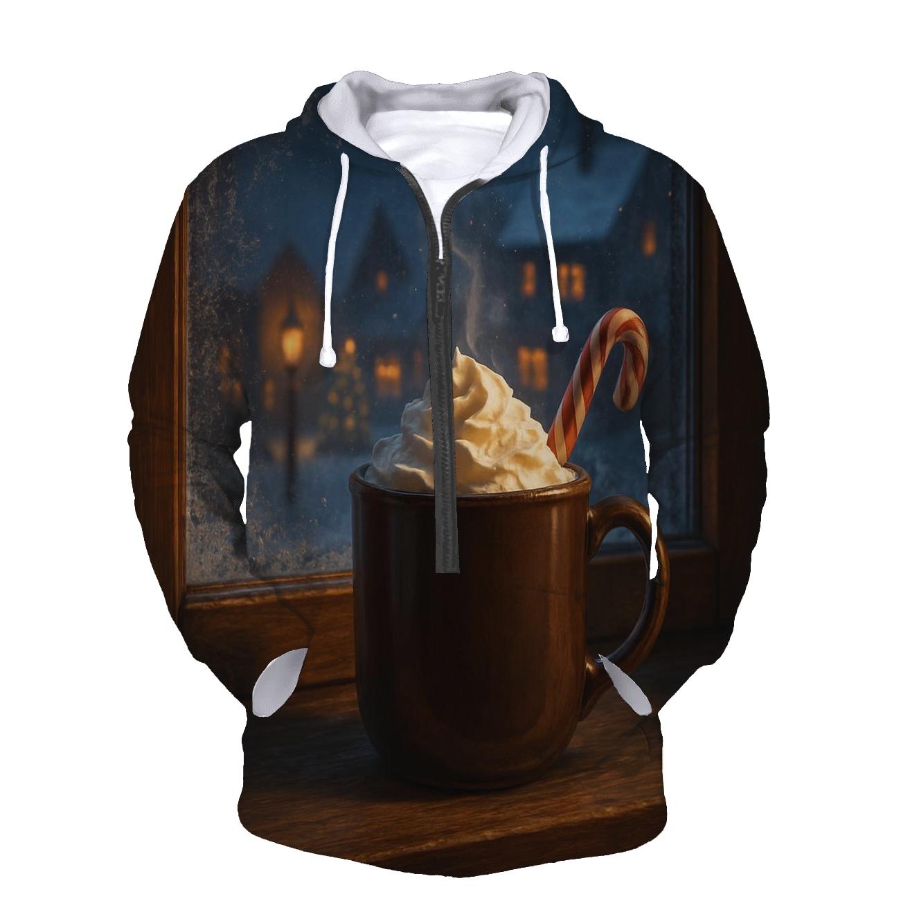 Snowy Village Window With Cocoa Steam hoodie trends