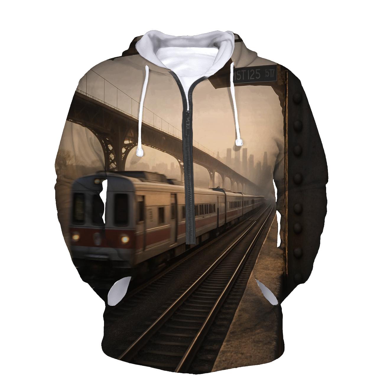 Harlem River Sunrise From A Metro North Overpass zip-up hoodies