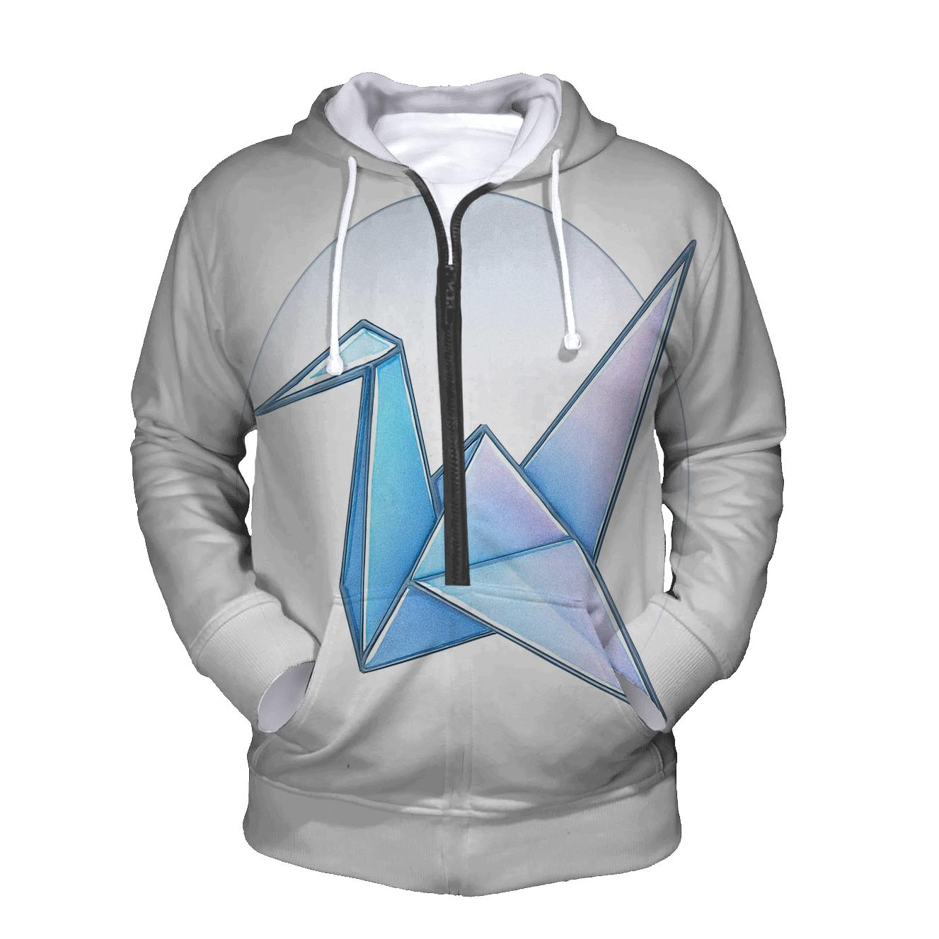 Origami Aurora Crane Emblem designer hoodies