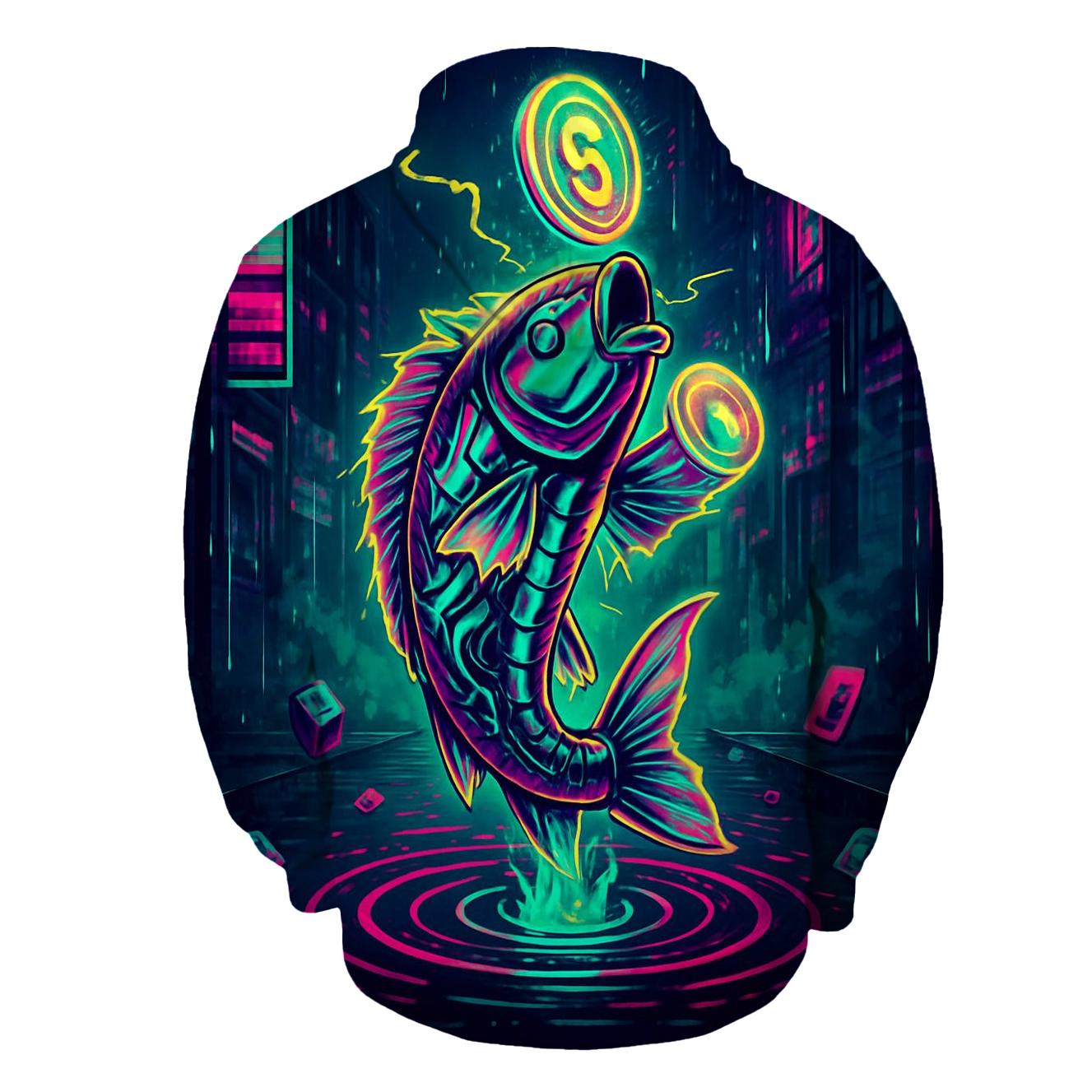 Neon Koi Signal Heist embroidered hoodies