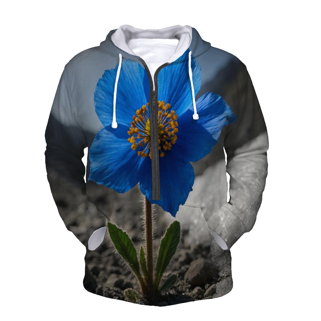 Blue Poppy Bloom In Alpine Scree hoodie trends