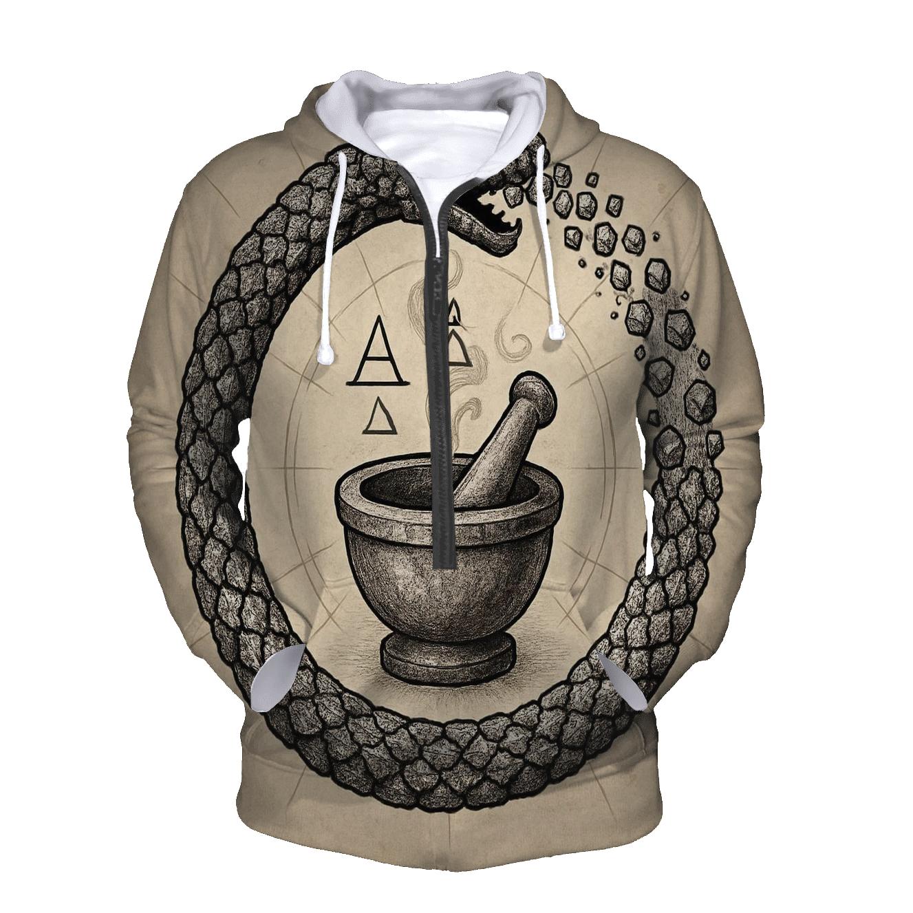 Alchemical Salt Ouroboros Seal zip-up hoodies