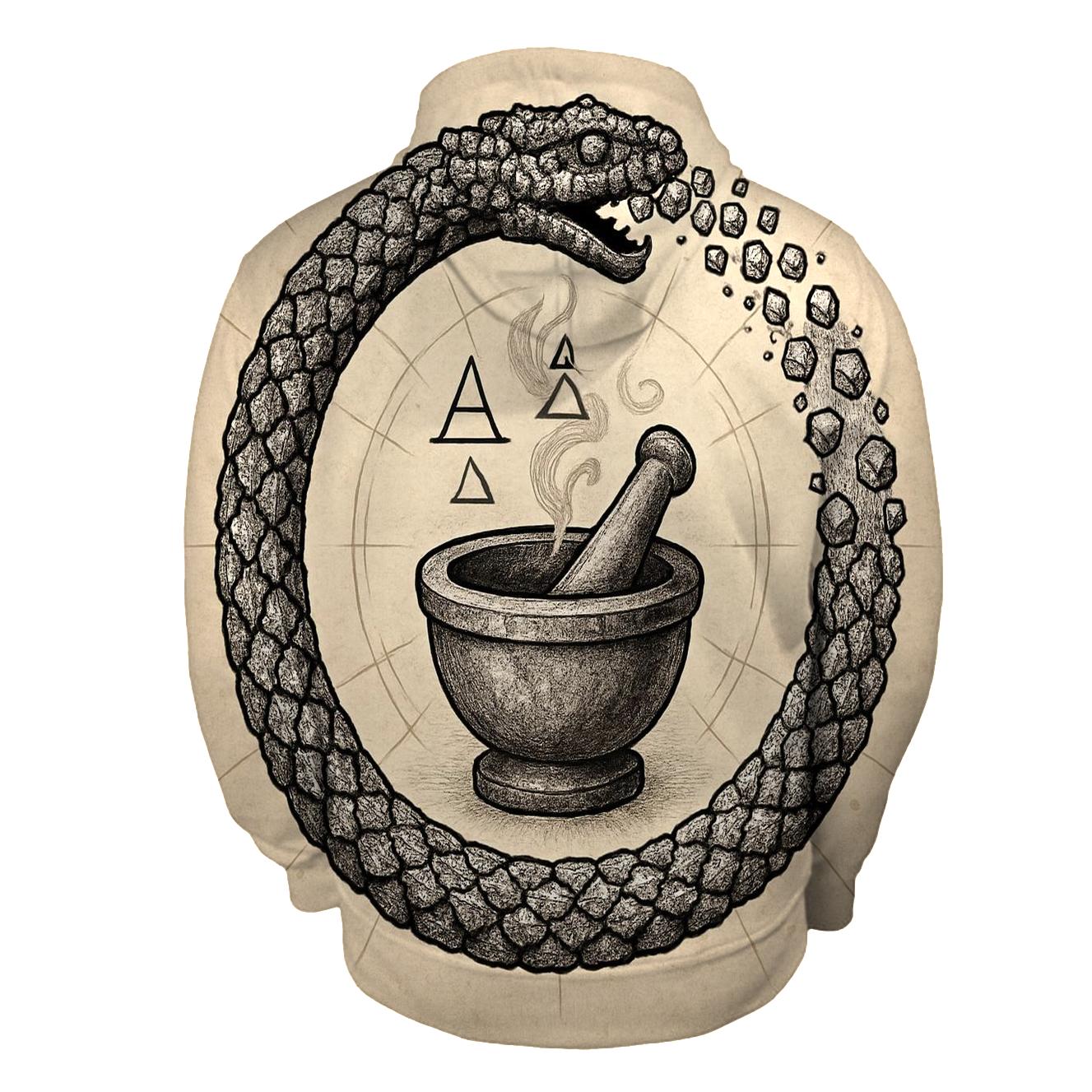 Alchemical Salt Ouroboros Seal zip-up hoodies