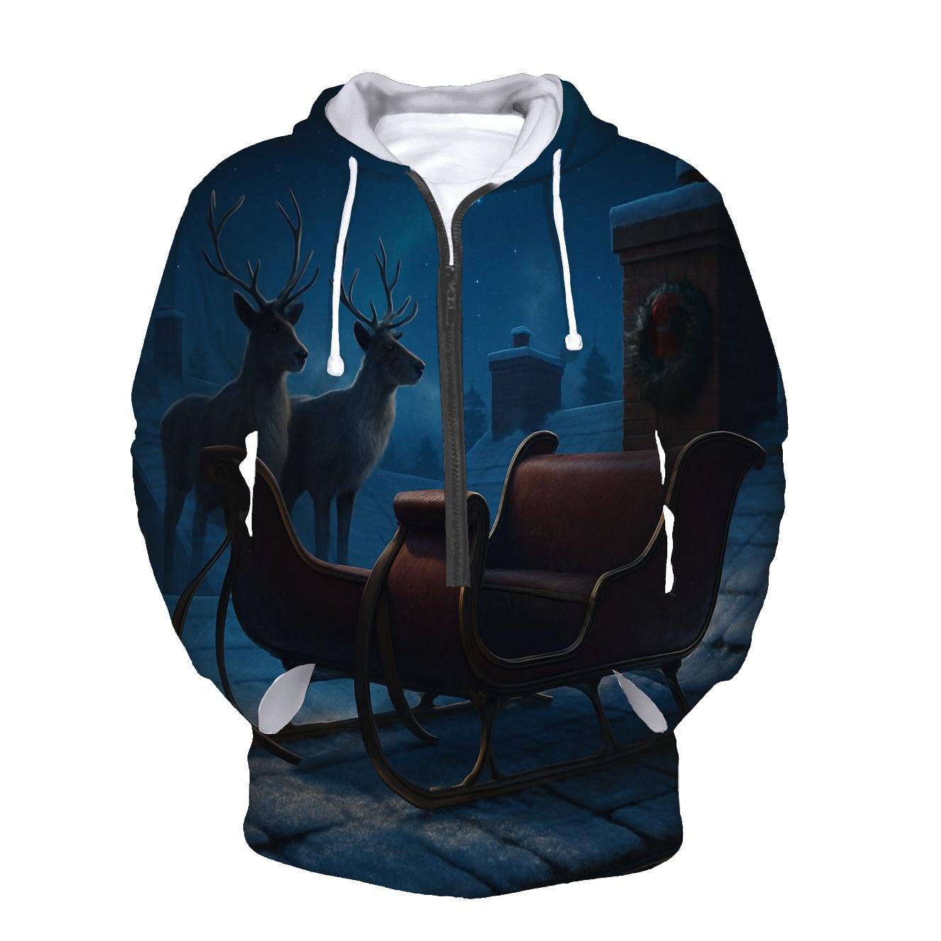 Midnight Sleigh On Rooftop Silence hoodie styles