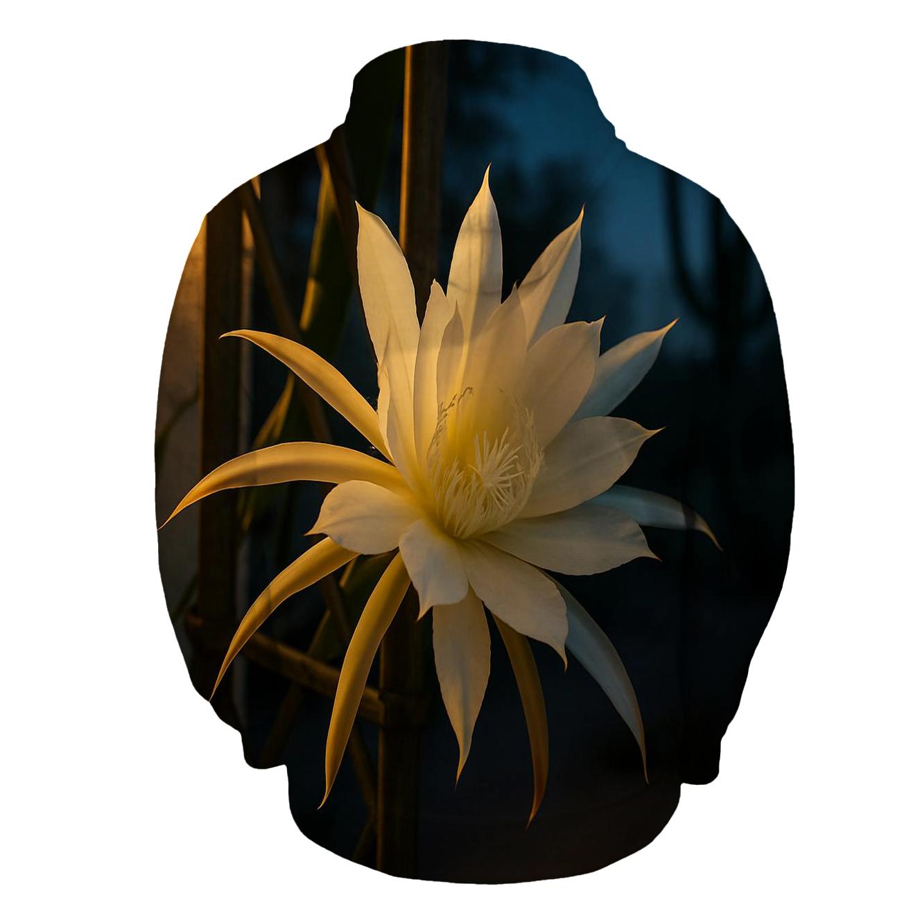 Night Blooming Cereus Opening Under Porch Light graphic hoodies