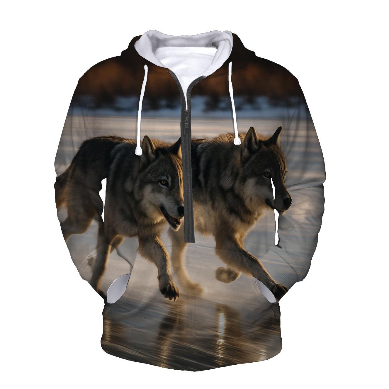 Ice Edge Hunt On A Wind Scoured Lake heavyweight hoodies