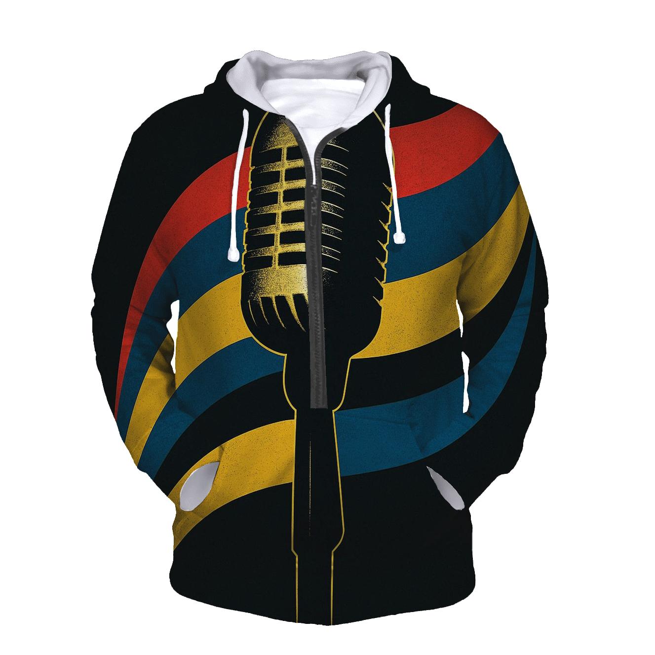 Metallic Foil Microphone Aurora hoodie designs