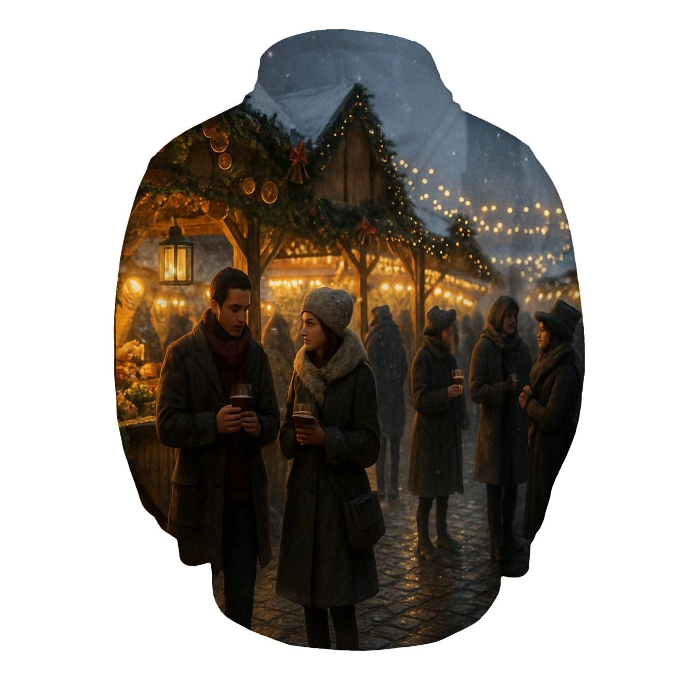 Christmas Market Lantern Glow embroidered hoodies