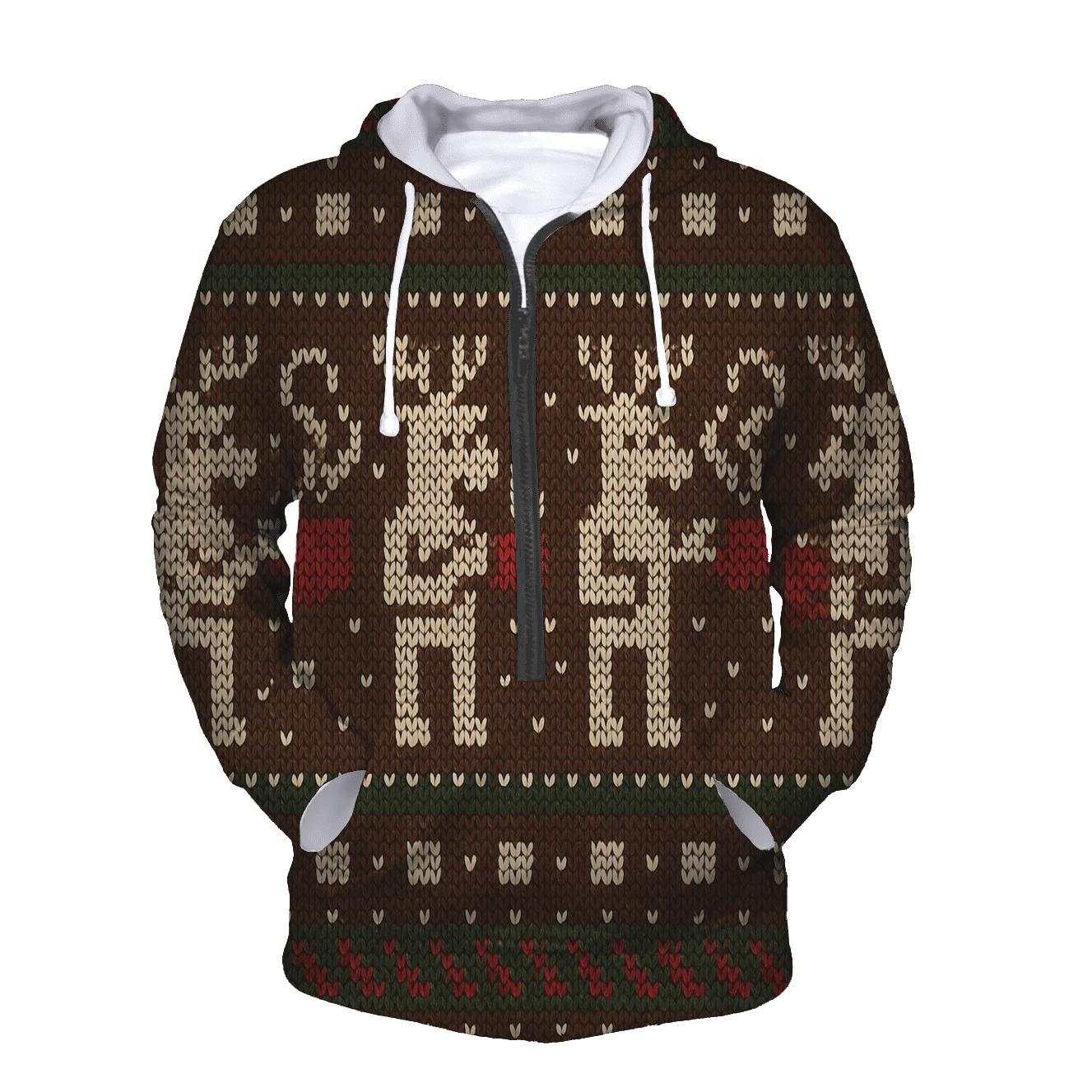 Reindeer Hot Cocoa Sweater Stripe Design pullover hoodies
