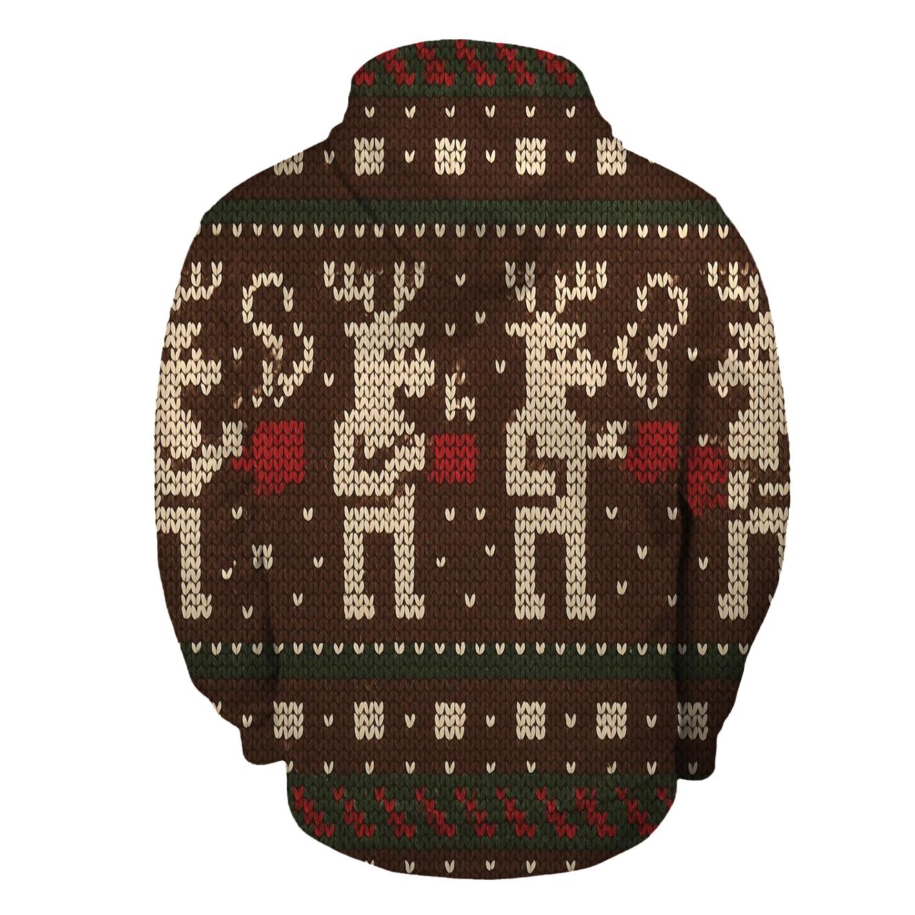 Reindeer Hot Cocoa Sweater Stripe Design pullover hoodies