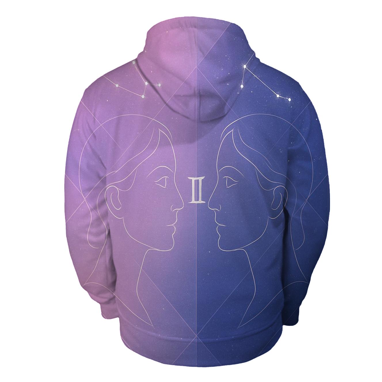 Gemini Twins Mirror Constellation Portrait zip-up hoodies