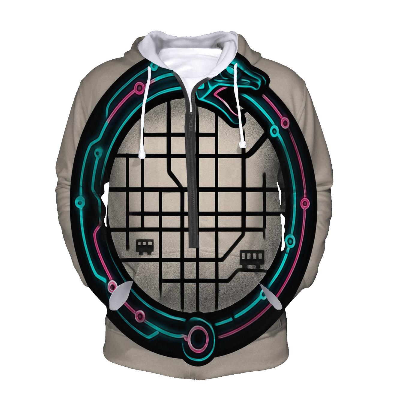 Neon Metro Ouroboros Circuit printed hoodies