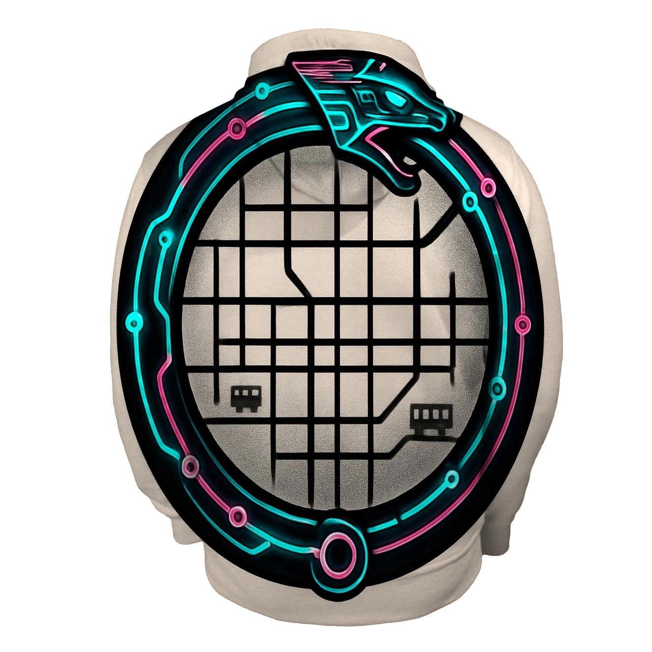 Neon Metro Ouroboros Circuit printed hoodies