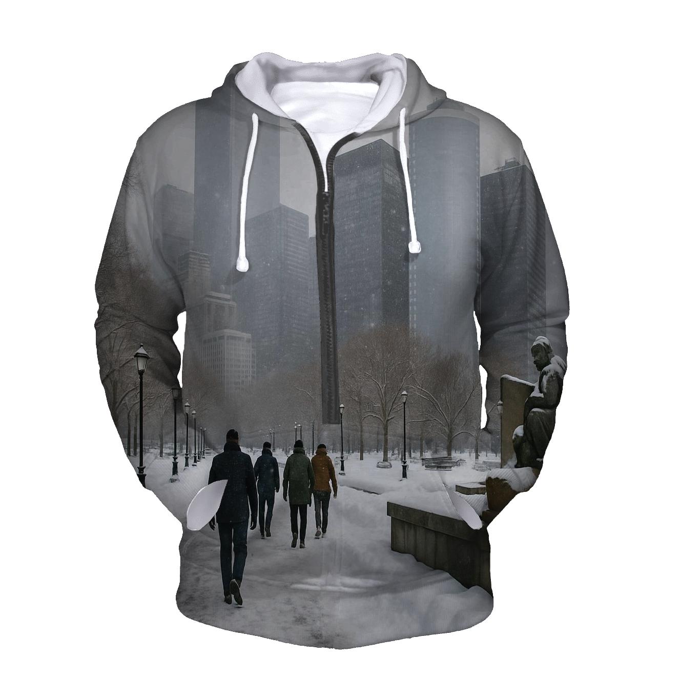 Battery Park Winter Snowline Facing The Financial District hoodie designs