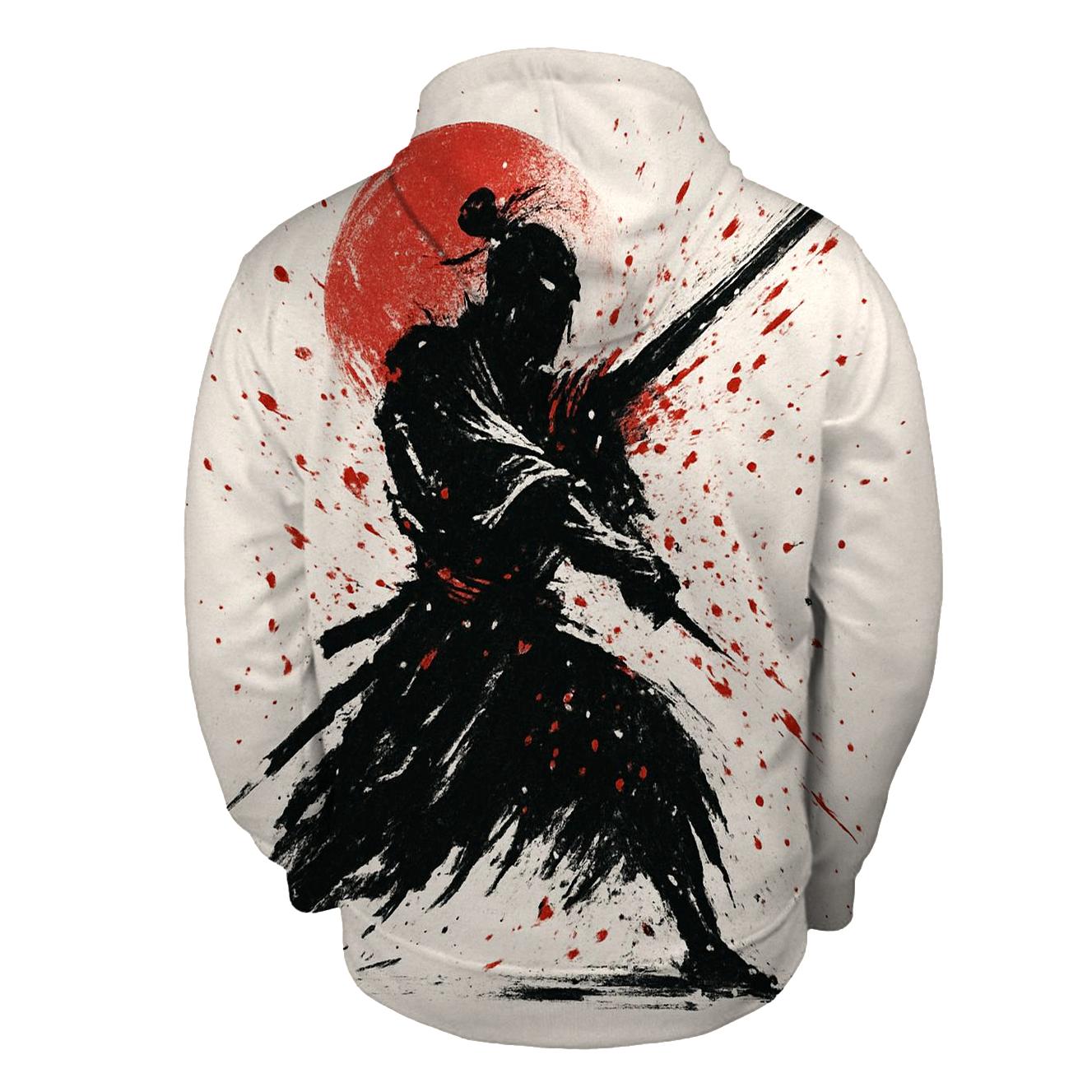Ink Splash Samurai Silhouette hoodies fashion