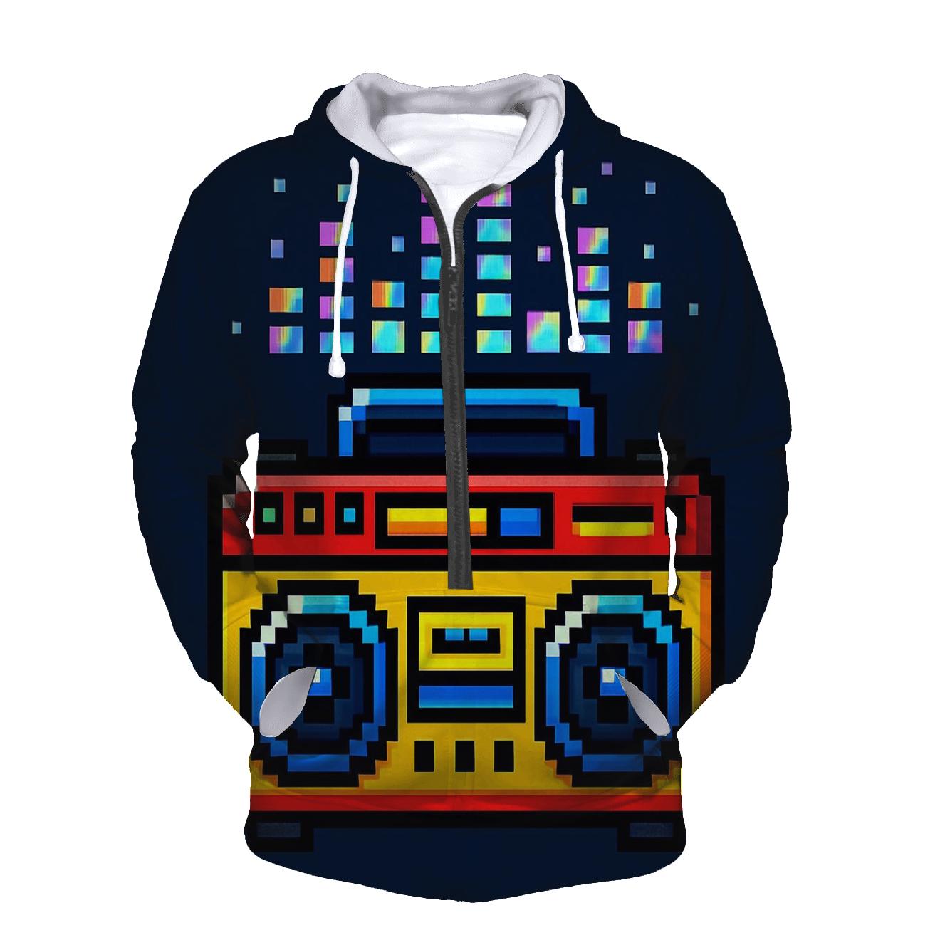 Pixel Arcade Boombox printed hoodies